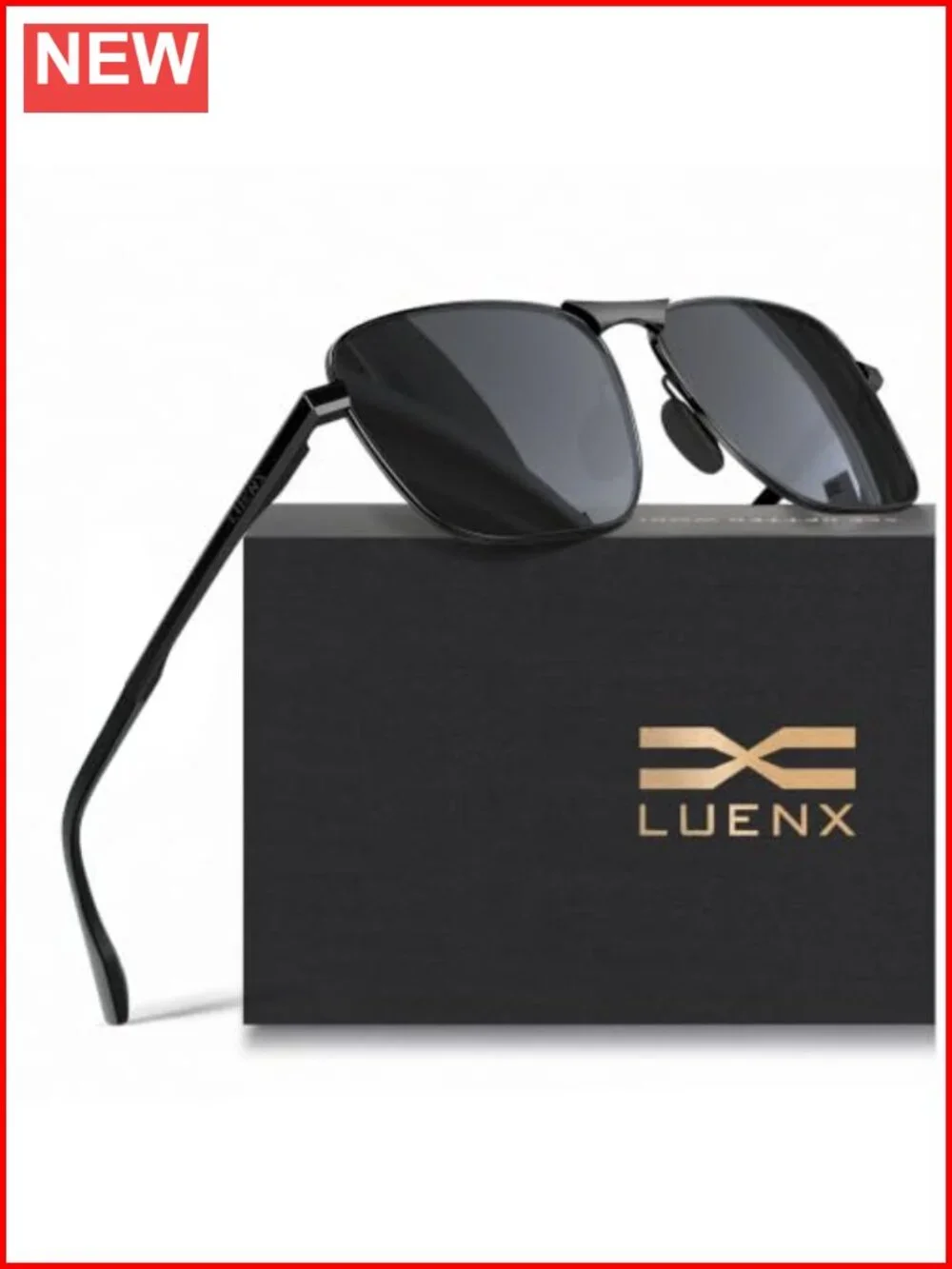 Rectangular Polarized Aviator Sunglasses UV400 Protection Stainless Steel